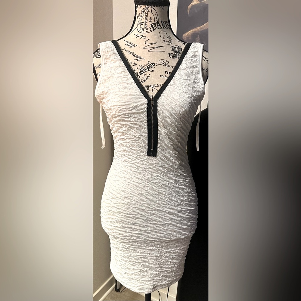 White dress with zipper